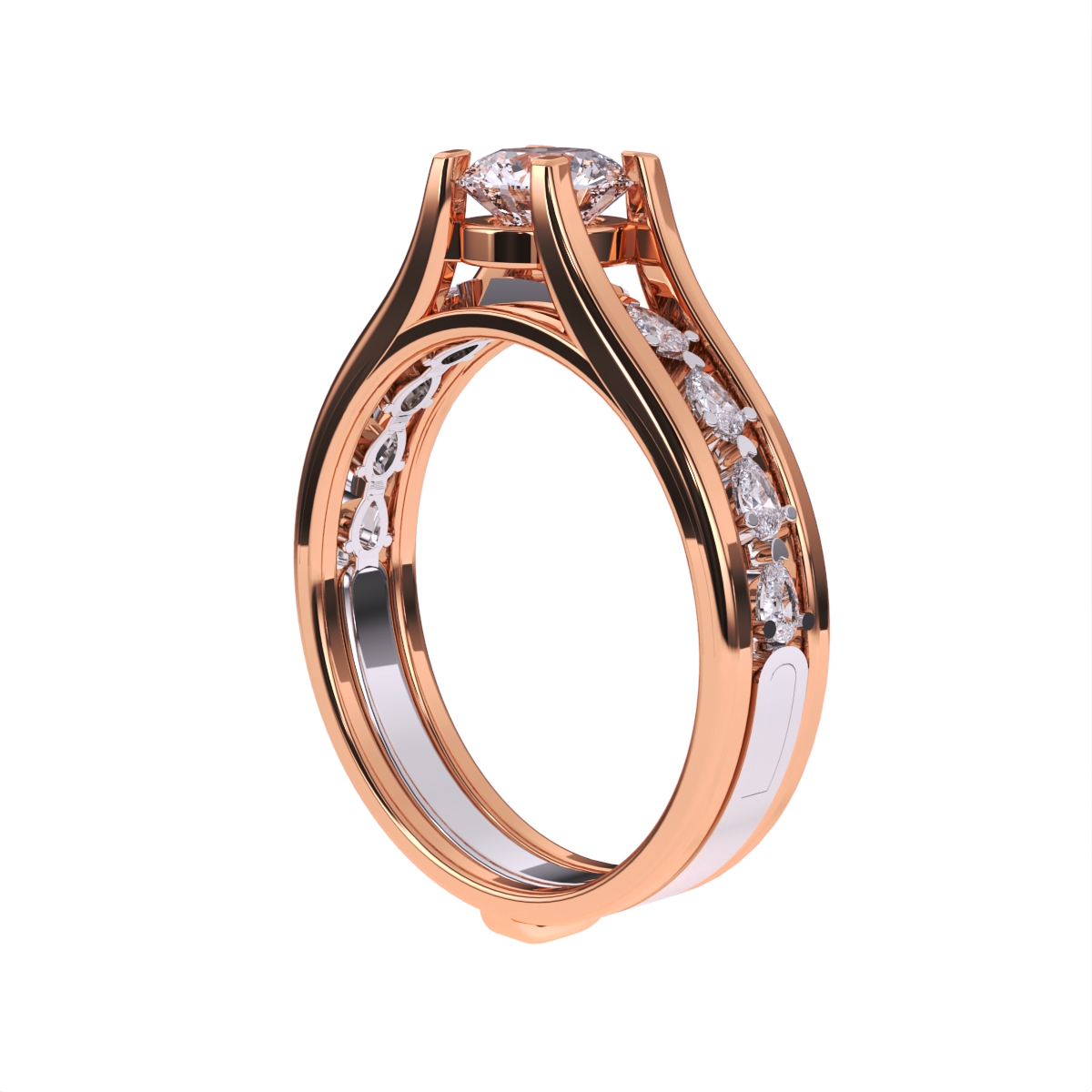 Designer Solitaire With Accent Diamond Ring
